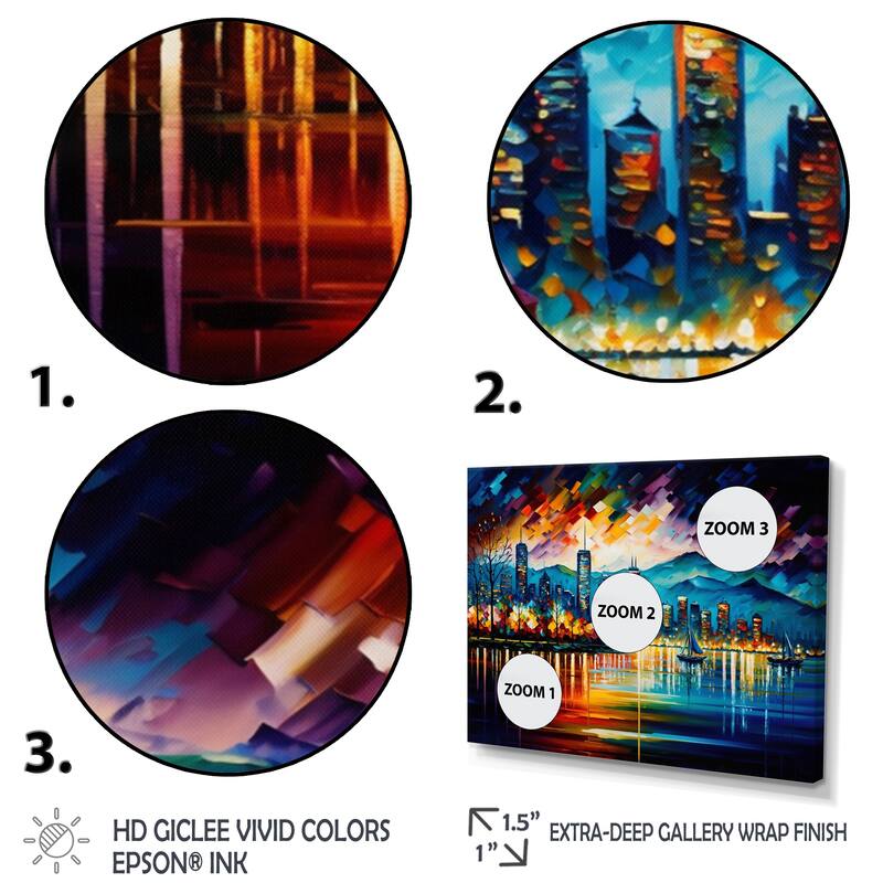 Designart "Vancouver Skyline At Sunset I" City Vancouver Canvas Art